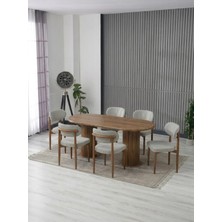 JoyMassa AURA BOHEM MASA TAKIMI 90X180 MDF MASA VE 6 ADET POLO SANDALYE