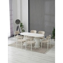 JoyMassa AURA BOHEM MASA TAKIMI 90X180 MDF MASA VE 6 ADET POLO SANDALYE