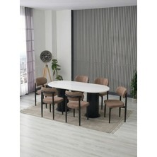 JoyMassa AURA BOHEM MASA TAKIMI 90X180 MDF MASA VE 6 ADET POLO SANDALYE