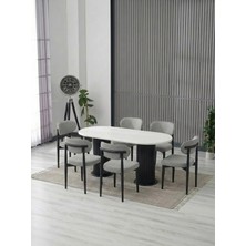JoyMassa AURA BOHEM MASA TAKIMI 90X180 MDF MASA VE 6 ADET POLO SANDALYE