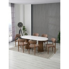 JoyMassa AURA BOHEM MASA TAKIMI 90X180 MDF MASA VE 6 ADET POLO SANDALYE