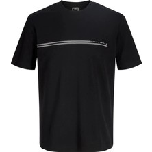 Jack & Jones Jcofusıon Chest Brand Tee Ss Crew Black 12289936-BL