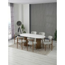 JoyMassa AURA BOHEM MASA TAKIMI 90X180 MDF MASA VE 6 ADET POLO SANDALYE