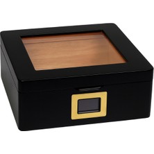 Premium Quality Premiumquality Siyah Camlı  Sedir  Küçük Humidor Puro Kutusu - TR8825
