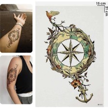 Pusula Model Göğüs Altı Tribal Kol Bacak Göbek Bel Bölgesi Sırt Vücut Geçici Dövme Tattoo