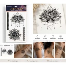 Minimal Geçici Dövme – Lotus Mandala Desenli Kol Bilek Bacak Ayak Vücut Dövmesi Suya Dayanıklı Dövme