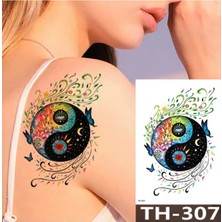 Renkli Ying Yang Kol Bacak Omuz Sırt Bel Geçici Dövme Tatto