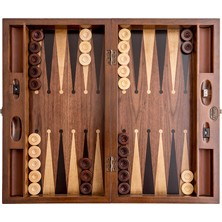 Helena Wood Art Klasik Geniş Damasız Ahşap Tavla Yuvalı 50 x 30 x 7 cm 30 Parça Oyun Seti