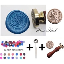 Profisher Retro Mektup Mühürü Damga N Harfi Kişiye Özel 30 Adet Mühür Mumu ve Eritme Kaşığı