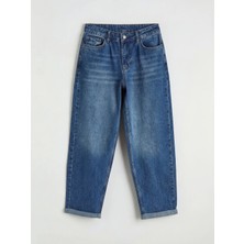 LC Waikiki Indigo Yüksek Bel Barrel Fit Kadın Jean Pantolon