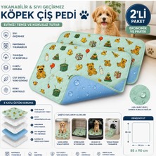CDE (2 Li Paket) Yıkanabilir ve Sıvı Geçirmez Baskılı Köpek Pedi 75X85 cm