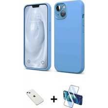İlk El Grup Pilelistore™ iPhone 14 Kılıf Kozmos Yansıma Özel Seri - Siyah 3D Antistatik Cam Ekran Koruyucu + Diamond Kamera Lens - Sabe