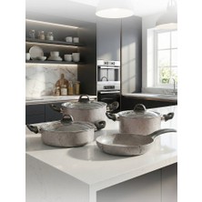 Hascevher Terra 7 Pcs Nonstick Set Cam KAPAKLI(1822TEN26KAR26TV)