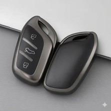 Melonika Mg Hs-Zs Uyumlu Smart 3 Buton Silikon Oto Anahtar Kumanda Kabı Kılıf Füme Mlnk