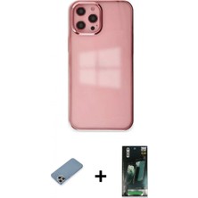 İlk El Grup Pilelistore™ iPhone 12 Pro Max Kılıf Doruk Doku Prime - Siyah 360 Mat Full Body Arka Koruyucu + Shine Kamera Lens Koruma Cam - Gı