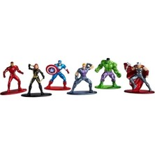 Fadem Store Jada Toys Marvel Avengers Figürleri (6 Adet) - Diorama Seti, 6 Metal Nano Koleksiyon Figürü (Captain America, Iron Man, Hulk, Hawkeye, Thor & Black Widow) 3 Yaşından Büyük Hayranlar ve Koleksiyoncular