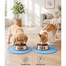Fadem Store Kaymaz Silikon Mama Matı, Yıkanabilir, Havuzlu, Kedi ve Köpek Için