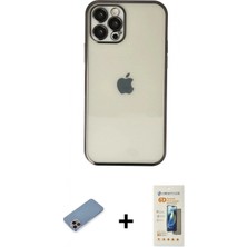 İlk El Grup Pilelistore™ iPhone 12 Pro Kılıf Vadi Minimal - Siyah 6d Mat Seramik Hayalet Nano Ekran Koruyucu + Shine Kamera Lens Koruma Cam - Pe