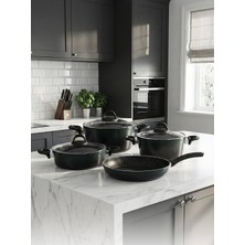 Hascevher Gloria 7 Pcs Silikon Tencere Seti 2.7mm (1822TEN26KAR26TV) Renk Siyah Transparan Yeşil