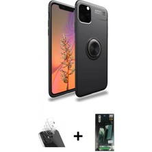 İlk El Grup Pilelistore™ iPhone 11 Pro Max Kılıf Yankı Form Prime - Siyah 360 Mat Full Body Arka Koruyucu + Kamera Lens Koruma Cam - Sf