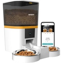 Fadem Store Haustier QQ005-DUAL Kameralı Akıllı Kedi Köpek Otomatik Mama Kabı, App Uzaktan Kontrol, Sesle Çağırma, 480P Kamera, 6lt Hazne, Çift Metal Kase (Beyaz)          [enerji Sınıfı A+]