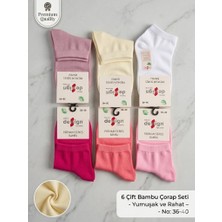 Elora Boutiqe 6 Çift Renkli Kadın Bambu Çorabı - Premium Series Konforlu Bilek Çorap Seti