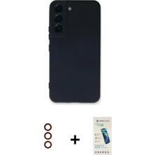 İlk El Grup Pilelistore™ Galaxy S23 Plus Kılıf Ahenk Serisi - Şeffaf Pasifik Cam Ekran Koruyucu + Metal Kamera Lens - Kı