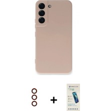 İlk El Grup Pilelistore™ Galaxy S23 Plus Kılıf Ahenk Serisi - Şeffaf Pasifik Cam Ekran Koruyucu + Metal Kamera Lens - Kı