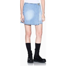 Armani Exchange Kadın Denim Kumaş Kısa Boy Şortlu Rahat Kesim Mavi Şort XW002265 AF21338-MB001