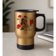 Bk Gift Kişiye Özel Isimli Fotoğraflı Kulplu Gold Çelik Bardak Termos Mug 450ML-1, Sevgiliye Hediye, Arkadaşa Hediye, Eşe Hediye