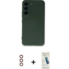 İlk El Grup Pilelistore™ Galaxy S23 Plus Kılıf Ahenk Serisi - Şeffaf Pasifik Cam Ekran Koruyucu + Metal Kamera Lens - Kı