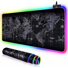 Fadem Store Rgb Aydınlatmalı Büyük Oyuncu Mousepad, Dünya Haritası Desenli 80X30 cm