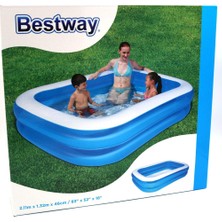 Bestway 12819 Büyük Boy Dikdörtgen Şişme Aile Havuzu 211X132X46CM + 62002 Pompa
