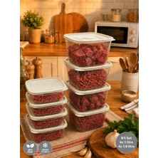 Nesto Home 8'li Saklama Kabı Seti Mikrodalga ve Difriz Uyumlu 4x1 Litre 4x1,9 Litre