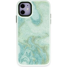 Muratech Newface Iphone 12 Kılıf Moda Simli Kapak - Yeşil