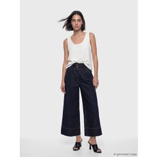 LC Waikiki Lacivert Yüksek Bel Crop Wideleg Kadın Jean Pantolon