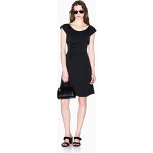 Armani Exchange Kadın Yuvarlak Yaka Kısa Boy Kısa Kollu Pamuklu Siyah Elbise XW002301 AF21553-UC001