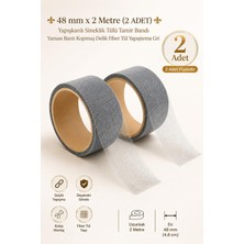 Nzb (2 Adet) 48 mm x 2 Metre Yapışkanlı Sineklik Tülü Tamir Bandı Yaması Bantı Kopmuş Delik Fiber Tül Yapıştırma Gri