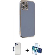 İlk El Grup Pilelistore™ iPhone 12 Pro Max Kılıf Yankı Serisi - Siyah 3D Antistatik Seramik Nano Ekran Koruyucu + Shine Kamera Lens - Lt