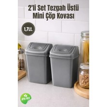 Nandy Home Mini Çöp Kovası 2’li Set 1,7 Lt. - Tezgah Üstü - Kapaklı - Bpa Free - Ofis & Mutfak Kullanım