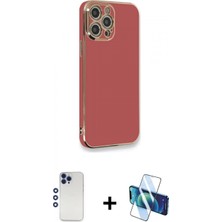 İlk El Grup Pilelistore™ iPhone 12 Pro Max Kılıf Yankı Serisi - Siyah 3D Antistatik Seramik Nano Ekran Koruyucu + Shine Kamera Lens - Lt