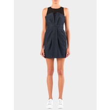 Armani Exchange Kadın Büzgülü Yuvarlak Yakalı Kolsuz Mini Lacivert Elbise XW001977 AF21337-MB001