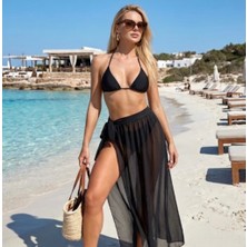 Kadın Şifon Pareo Etek Kruvaze Bağlamalı Plaj Eteği Yazlık Beachwear