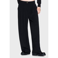 Armani Exchange Kadın Regular Fit Normal Bel Pileli Geniş Paça Siyah Pantolon XW001826 AF16125-UC001