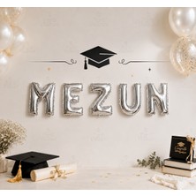 Parti Dükkanı Mezun Yazı Gümüş Folyo Harf Balon Seti 16 Inç 36 cm | Mezuniyet Partisi Süsleme Dekorasyonu