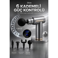 Divex Titreşimli Masaj Tabancası - Ağrı Giderici 6 Hız Kademeli 4 Başlıklı Şarjlı Masaj Aleti