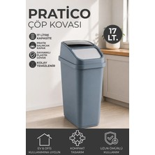 Nandy Home 17 Litre Pratico Çöp Kovası Pratik Itmeli Kapaklı Ofis ve Mutfak Çöp Kutusu