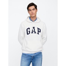 Gap Erkek Beyaz Logo Relaxed Fleece Sweatshirt