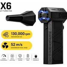 Erdmsp X6 Jet Turbo Fan 130.000 Rpm | 52 M/s Güçlü Hava Akışı Ultra Güçlü Hava Üfleyici