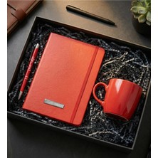 vegahediye v vega Kişiye Özel Defter & Kalem & Kupa Ofis Hediye Seti (Kırmızı)